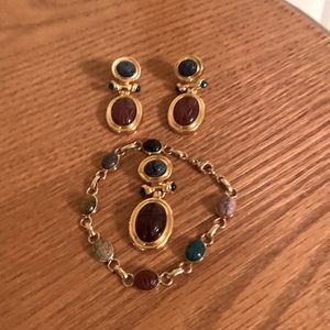 Scarab earrings 7inch bracelet and enhancer